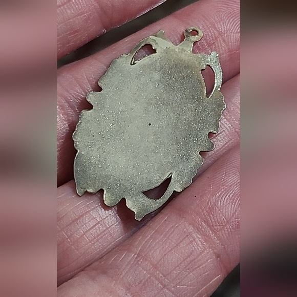 Vintage unicorn cloisonne necklace pendant flowers silver vtg estate euc - Picture 8 of 8